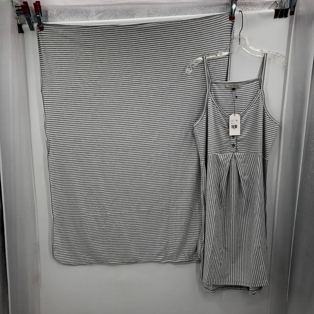 Angel Maternity Large Gray White  Sleeveless Dress Birthing Swaddle Blanket Set